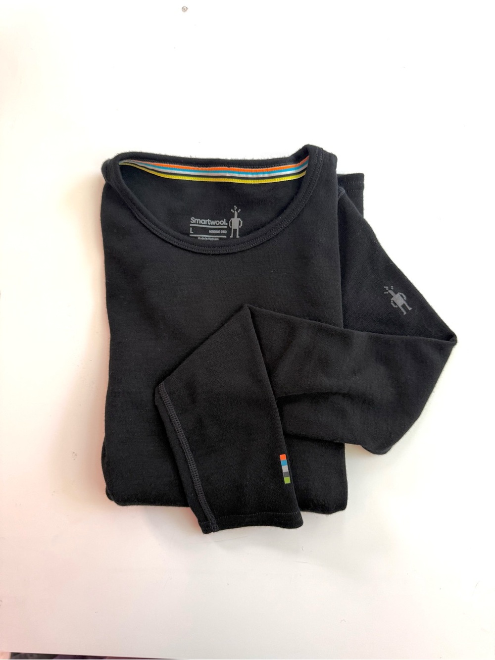 Smartwool Kids Black Classic Thermal Merino Wool Base Layer Crew Size LARGE KIDS